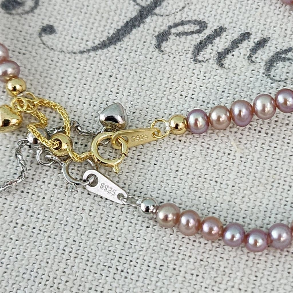 "Purplish Grain" Premium Freshwater Pearl 3mm-3.5mm Bracelet