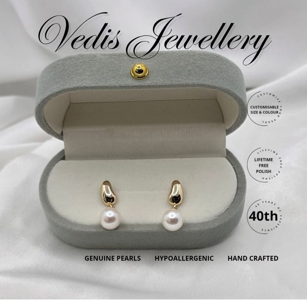 "Treasures" 6A 7.5mm-8mm Premium Freshwater Pearl Earrings