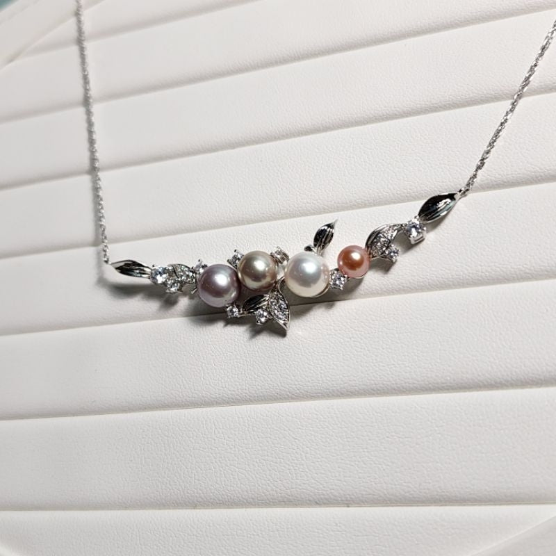 "4 Fairy" 4 natural color pearl necklace 5mm - 8mm