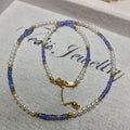 "Amethyst Aurelia" Premium Freshwater Pearl 3.5mm-4mm Bead Necklace with Tanzanite