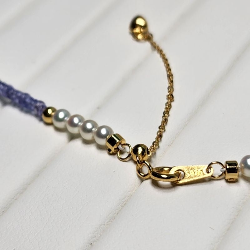 "Amethyst Aurelia" Premium Freshwater Pearl 3.5mm-4mm Bead Necklace with Tanzanite