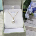 "Block Chain" Natural Sphere Round Freshwater Pearl Necklace 10mm - 10.5mm with 18k Gold Chain