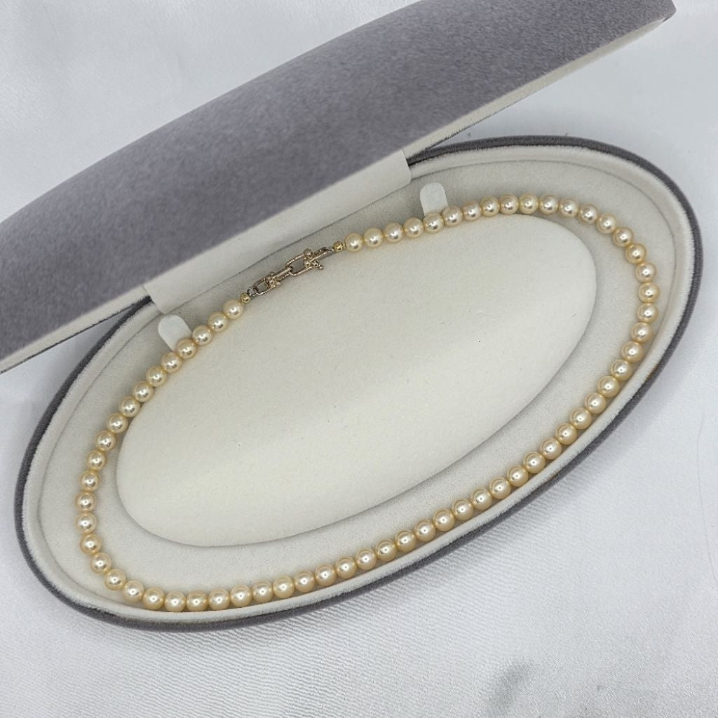 "PSL Golden Akoya" 6-6.5mm Sphere Golden Akoya Sea Pearl Necklace