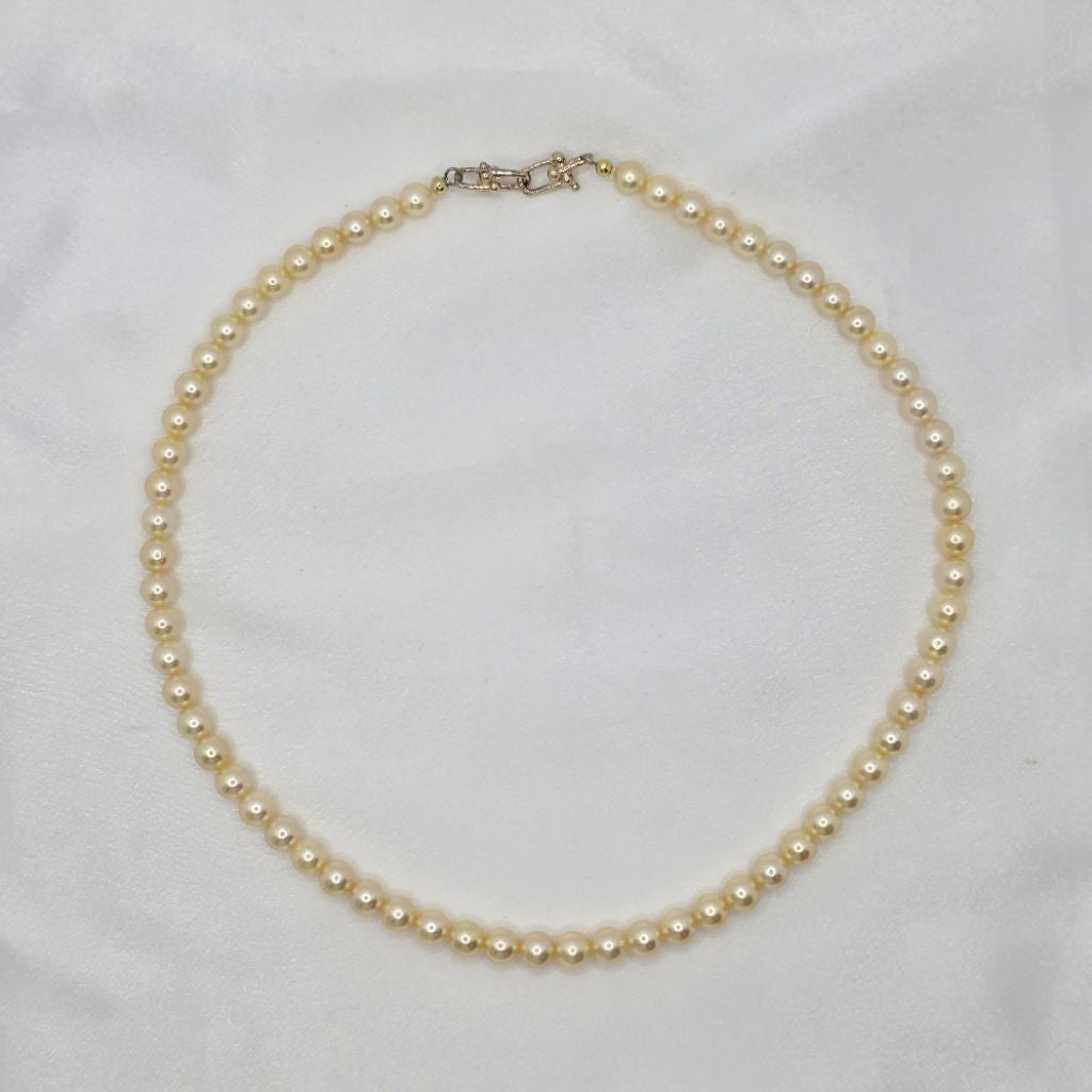"PSL Golden Akoya" 6-6.5mm Sphere Golden Akoya Sea Pearl Necklace