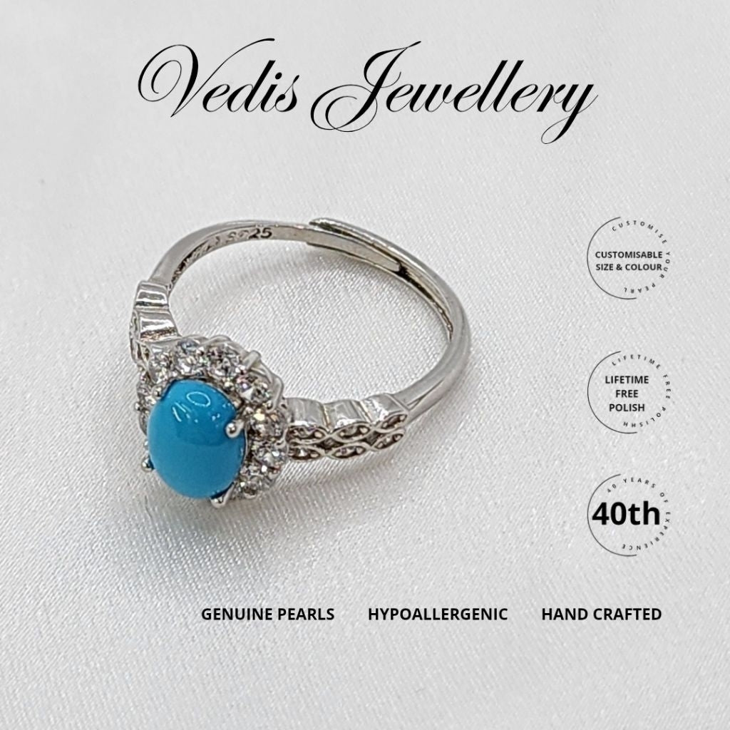"Charles III & Camilla" Turquoise Stone Ring