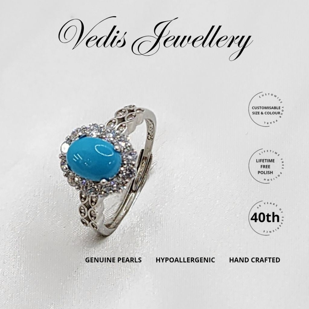 "Charles III & Camilla" Turquoise Stone Ring