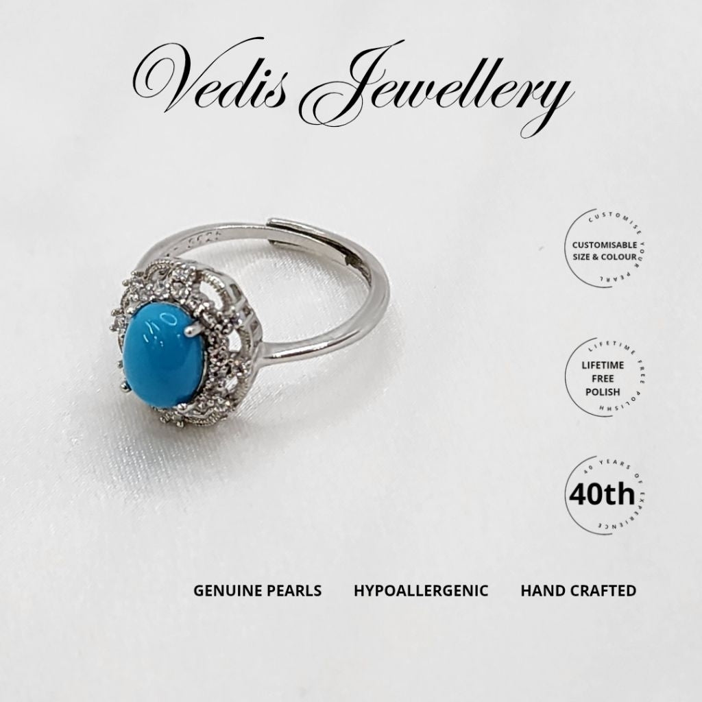 "Charles III & Camilla" Turquoise Stone Ring