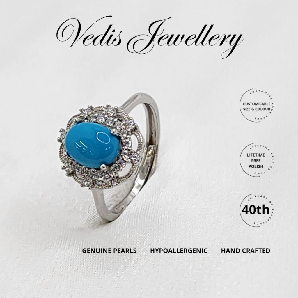"Charles III & Camilla" Turquoise Stone Ring