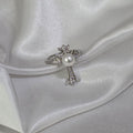 "Crucifix Ring" 6-6.5mm Premium Freshwater Pearl Ring with Elegant Silver Tone Accents