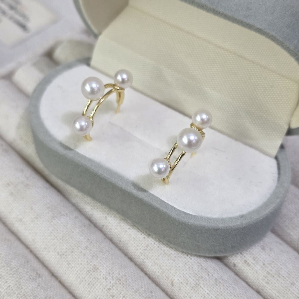 "Edgy" 5-6mm Premium Sea Pearl Earrings