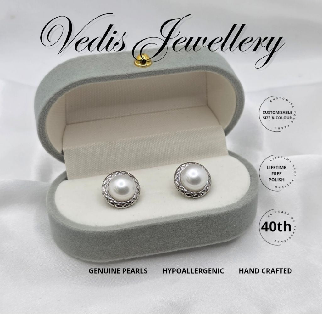 "Embraced" 9mm-9.5mm Premium Sea Pearl Earrings