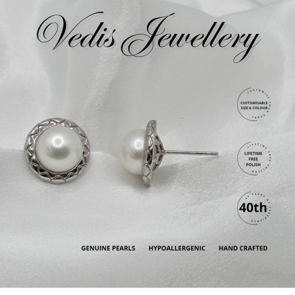 "Embraced" 9mm-9.5mm Premium Sea Pearl Earrings