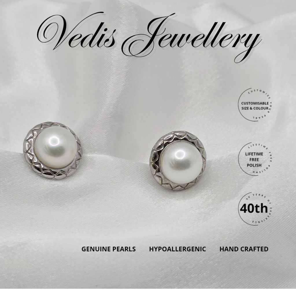 "Embraced" 9mm-9.5mm Premium Sea Pearl Earrings