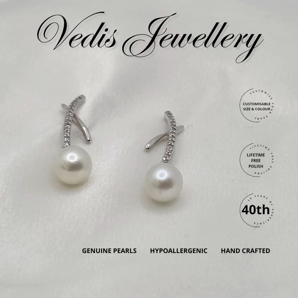 "Equilibrium" Premium 6mm-6.5mm Sea Pearl Earrings