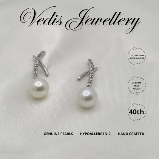 "Equilibrium" Premium 6mm-6.5mm Sea Pearl Earrings
