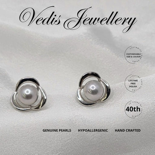 "Foliose Coral" 6.5mm-7mm Premium Sea Pearl Earrings