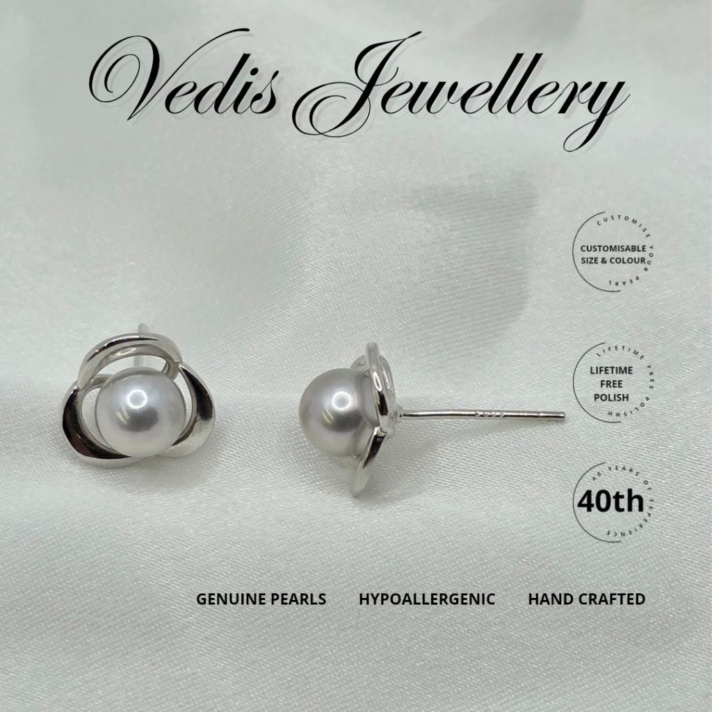 "Foliose Coral" 6.5mm-7mm Premium Sea Pearl Earrings