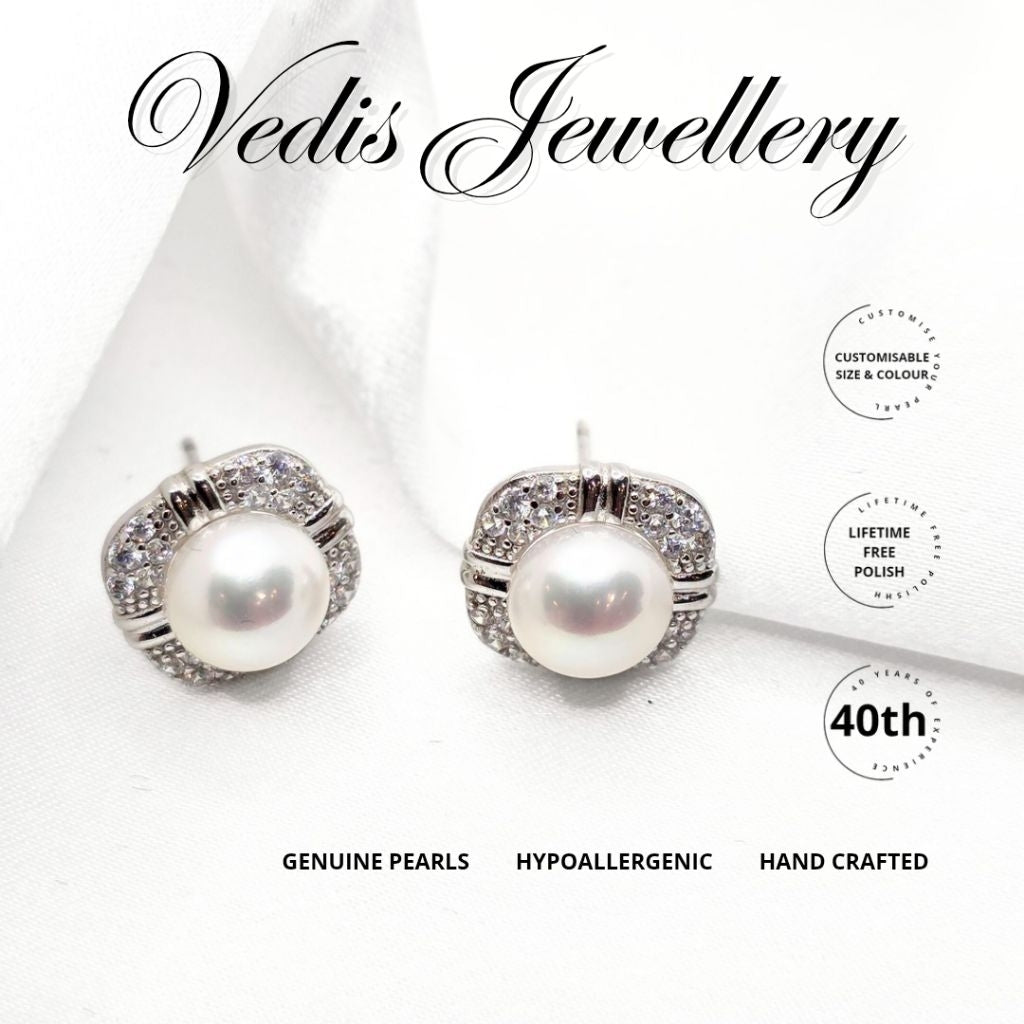 "For Ever" 6A 7.5mm-8mm Premium Freshwater Pearl Ear Studs Earring