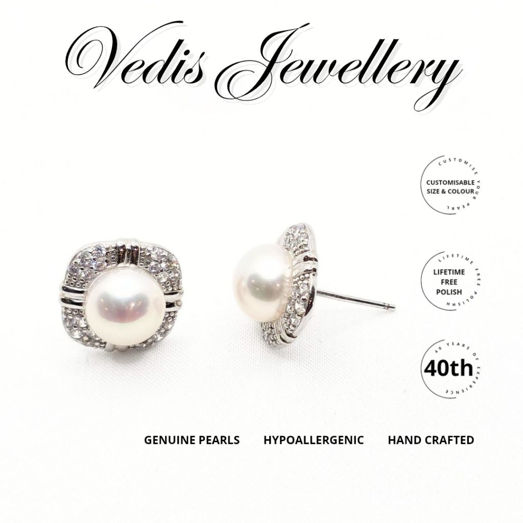 "For Ever" 6A 7.5mm-8mm Premium Freshwater Pearl Ear Studs Earring