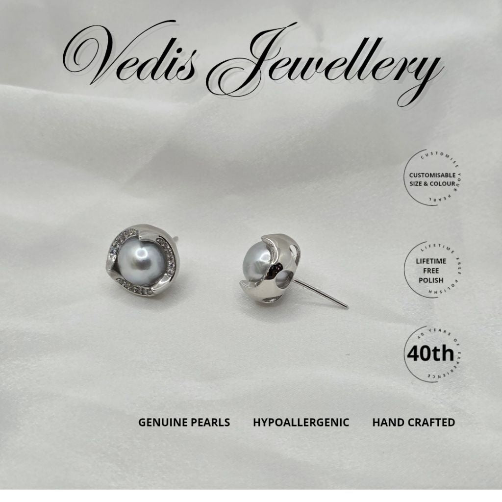 "Fotress" 10.5mm-11mm Premium Akoya Sea Pearl Earrings