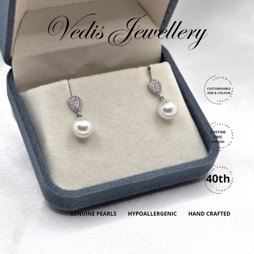 "Frigg" 7-7.5mm Certified Premium Freshwater Pearl Earrings