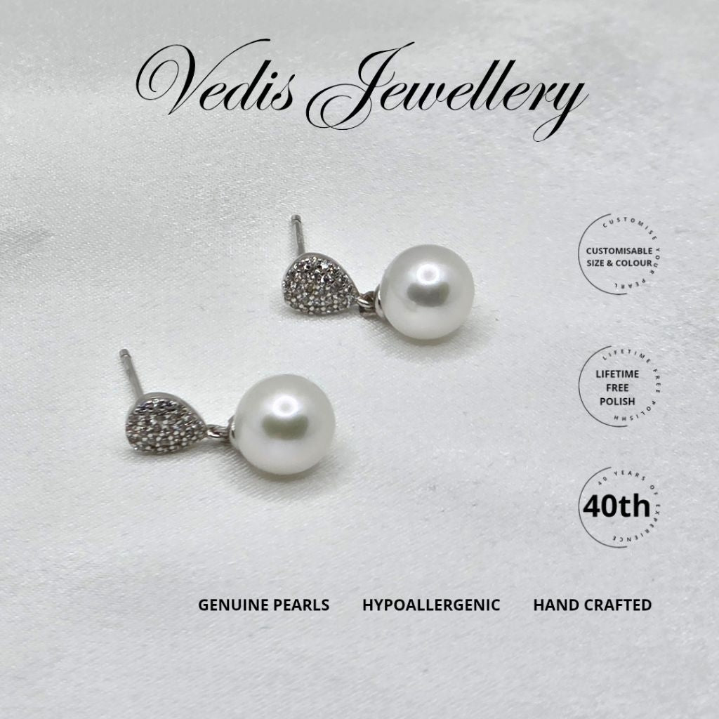 "Frigg" 7-7.5mm Certified Premium Freshwater Pearl Earrings