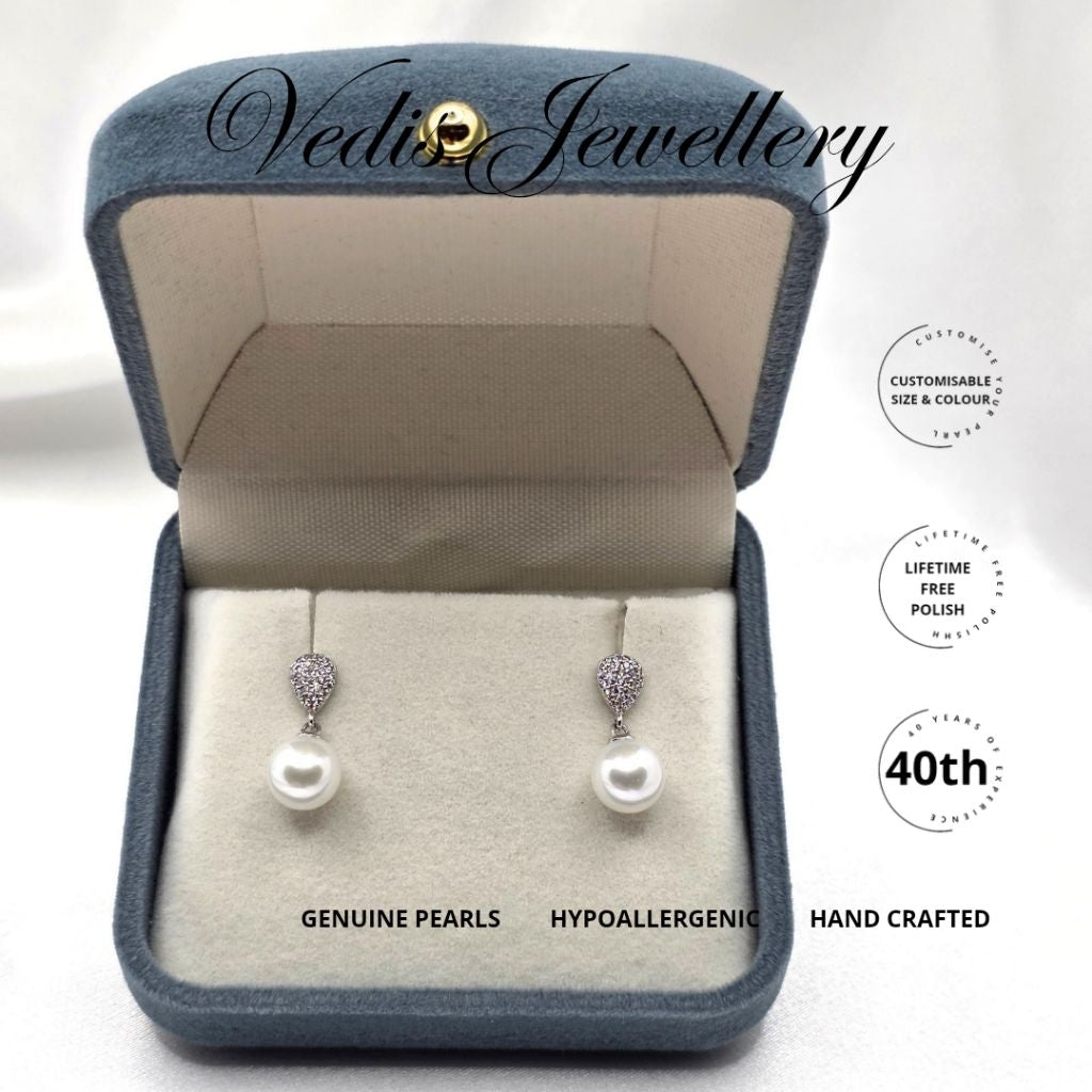 "Frigg" 7-7.5mm Certified Premium Freshwater Pearl Earrings