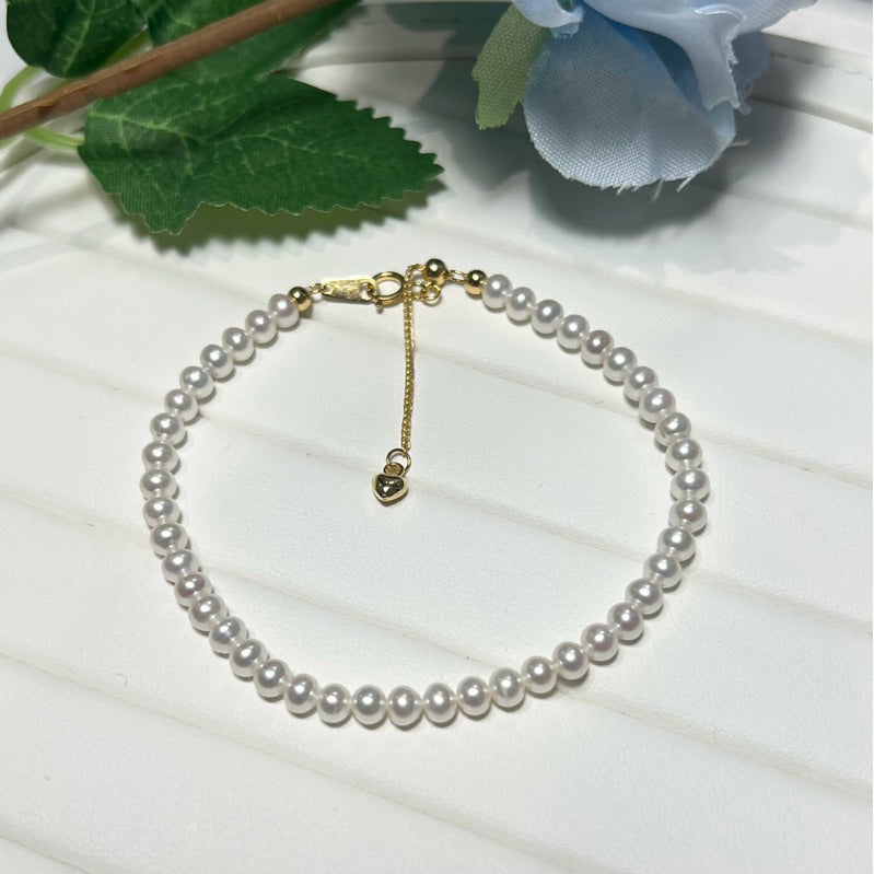"Golden Perfections" Natural Freshwater Pearl Bracelet 4mm - 4.5mm