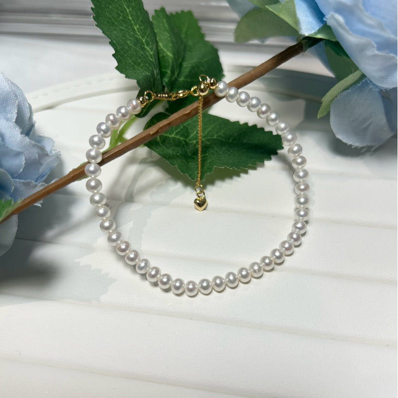 "Golden Perfections" Natural Freshwater Pearl Bracelet 4mm - 4.5mm