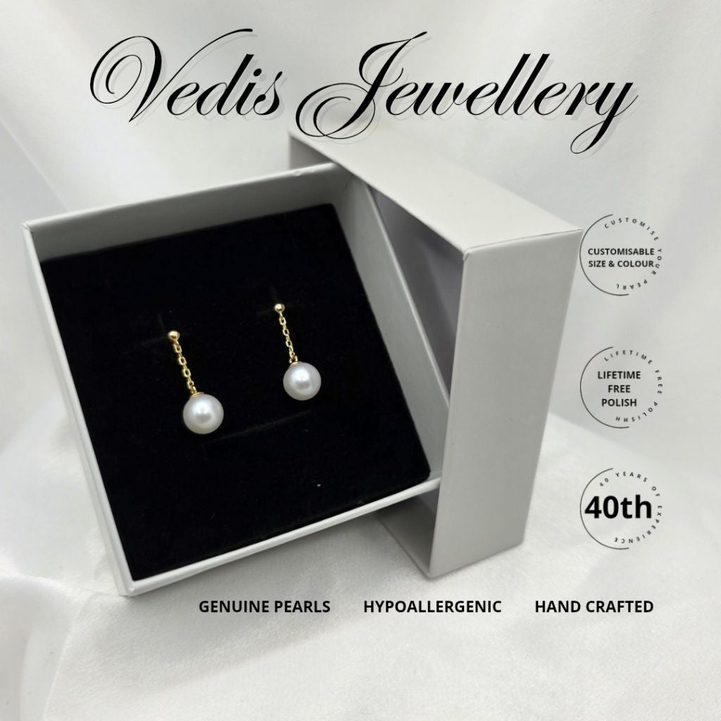 "Hypnotic" 6A 8mm-8.5mm Premium Freshwater Pearl Dangling Earring