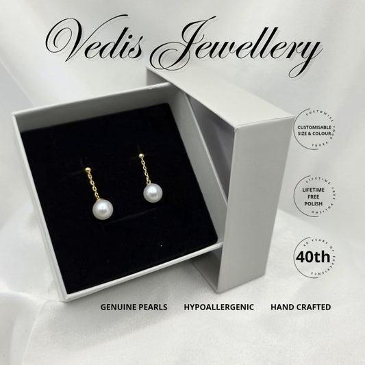 "Hypnotic" 6A 8mm-8.5mm Premium Freshwater Pearl Dangling Earring