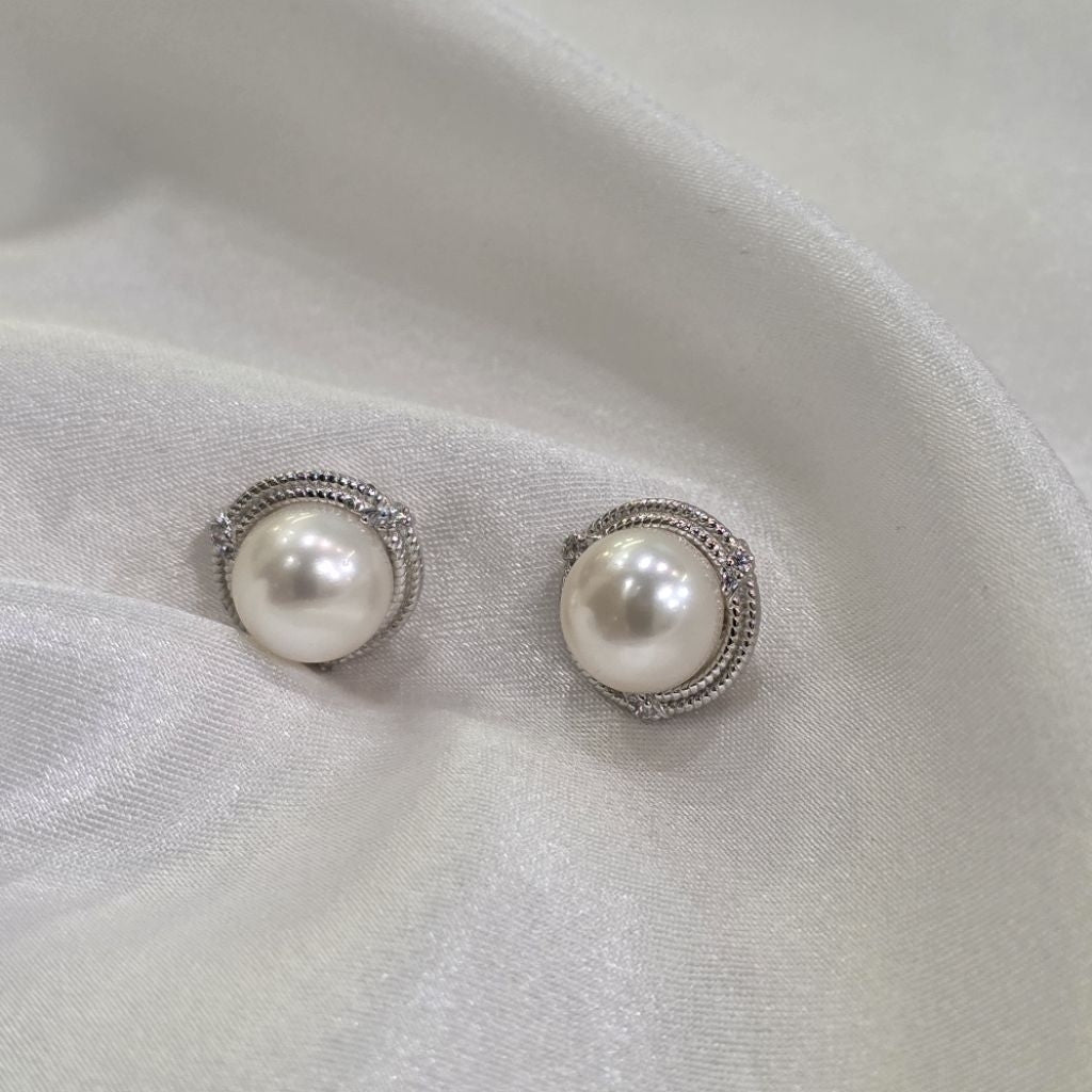 "Initial" 8-8.5mm Premium Freshwater Pearl Earrings