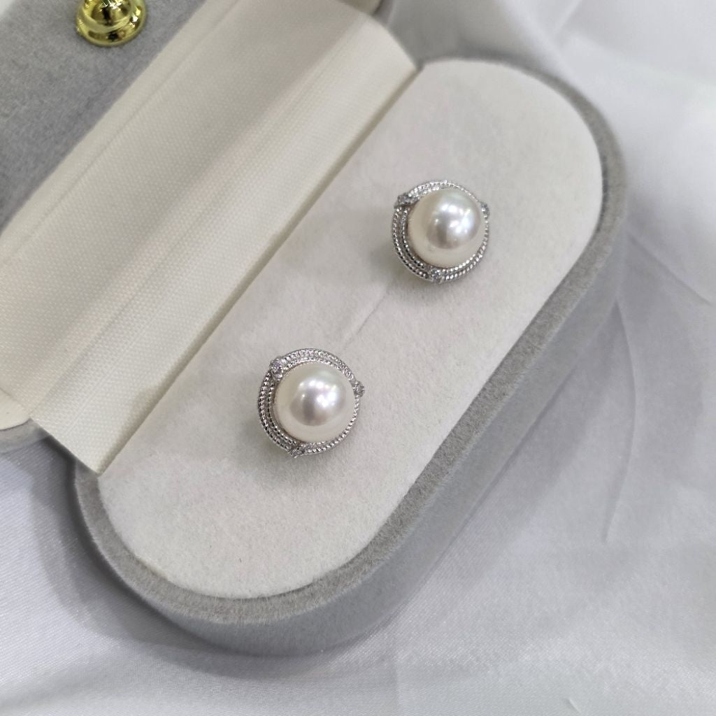 "Initial" 8-8.5mm Premium Freshwater Pearl Earrings