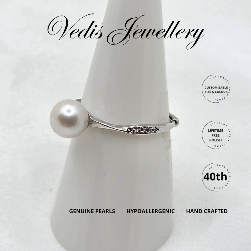 "Maximilian" 7-7.5mm Certified Premium Sea Pearl Free Size Ring