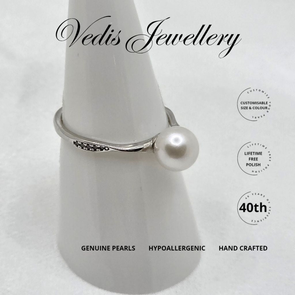 "Maximilian" 7-7.5mm Certified Premium Sea Pearl Free Size Ring