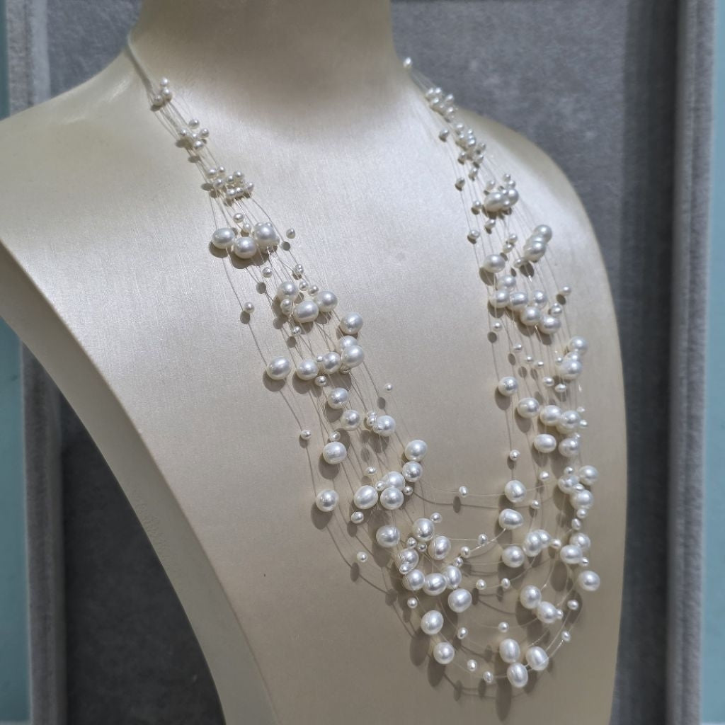 "Meteor Shower" 4mm-8mm Premium Freshwater Pearl Necklace
