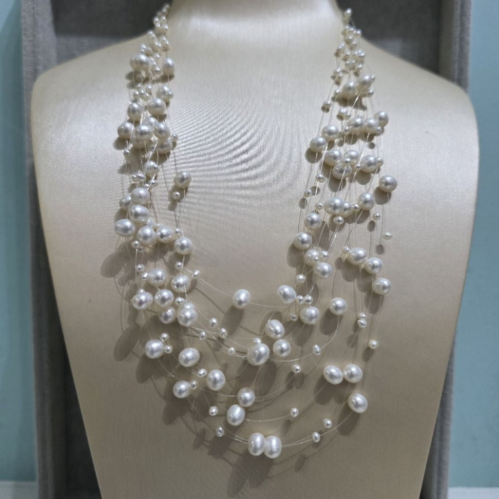 "Meteor Shower" 4mm-8mm Premium Freshwater Pearl Necklace