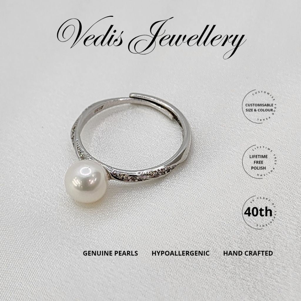 "Moon Dust" Freshwater Pearl 6.5mm-7mm Ring