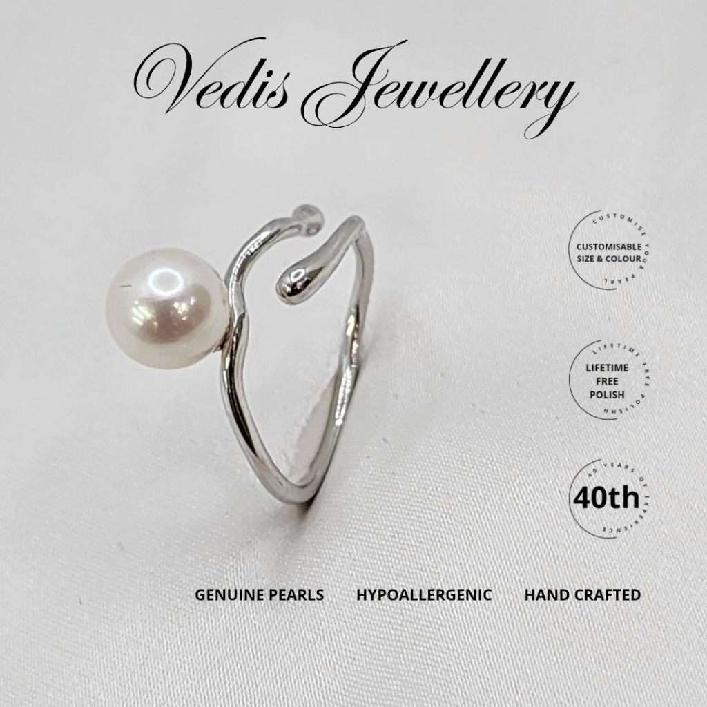 "Moon River" 7.5mm-8mm Freshwater Pearl Ring