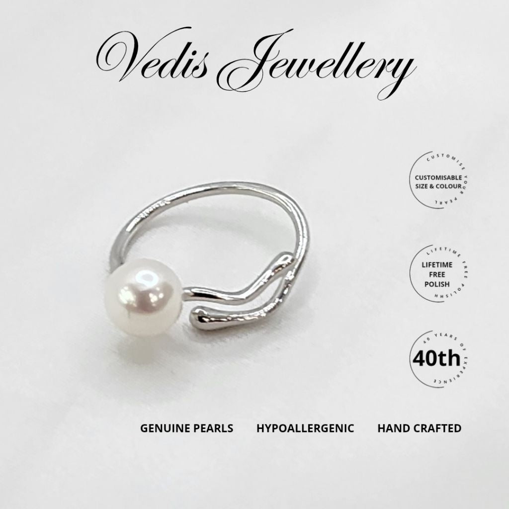 "Moon River" 7.5mm-8mm Freshwater Pearl Ring