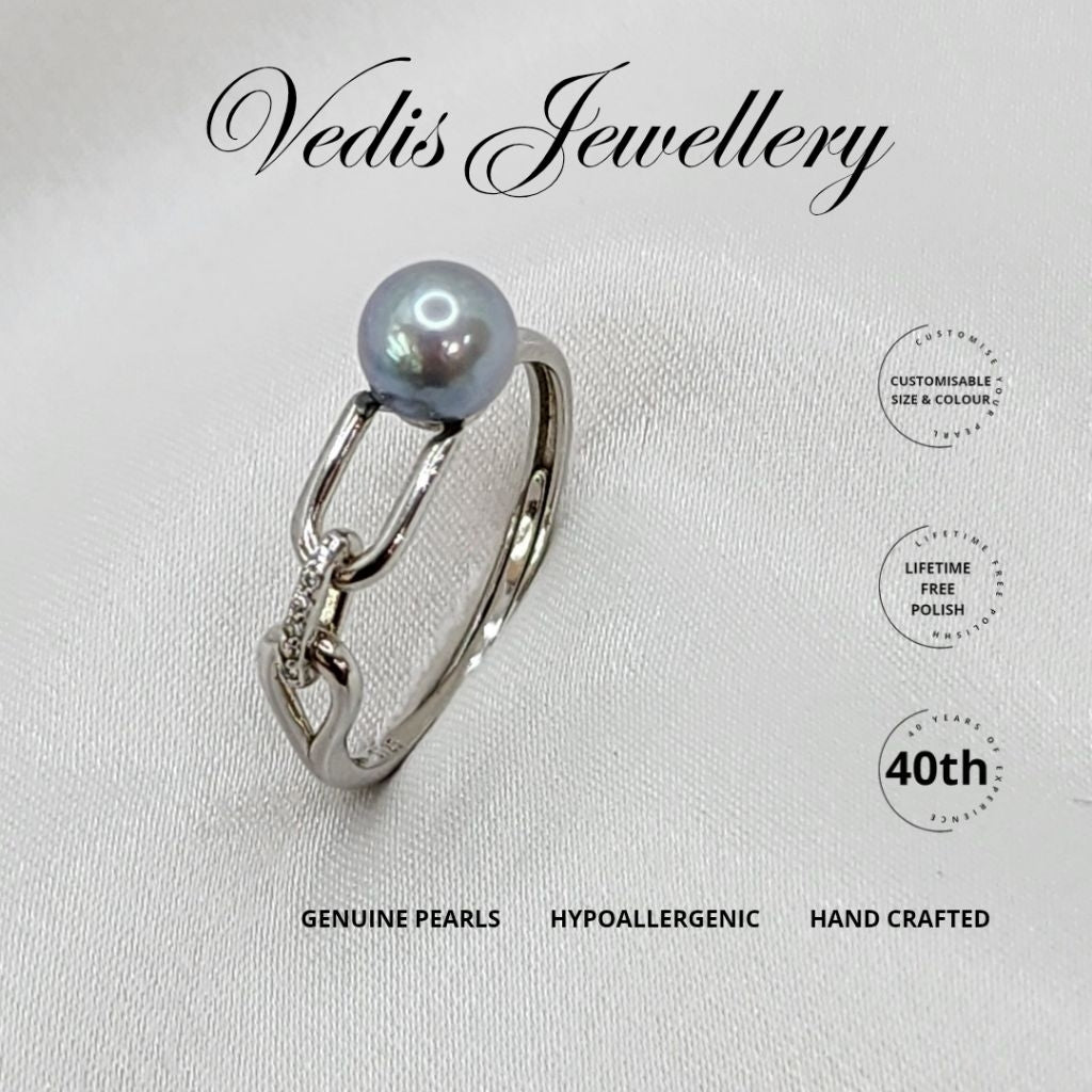 "Mother Earth" Sea Pearl Akoya 5.5mm-6mm Ring