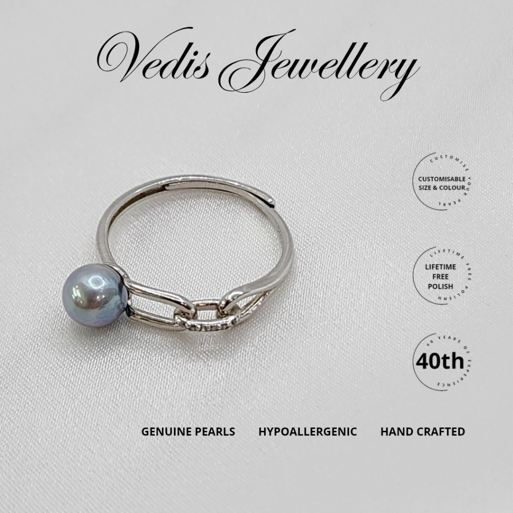 "Mother Earth" Sea Pearl Akoya 5.5mm-6mm Ring