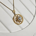 "Oyster Shell" Natural Sea Pearl Necklace 6.5mm - 7mm