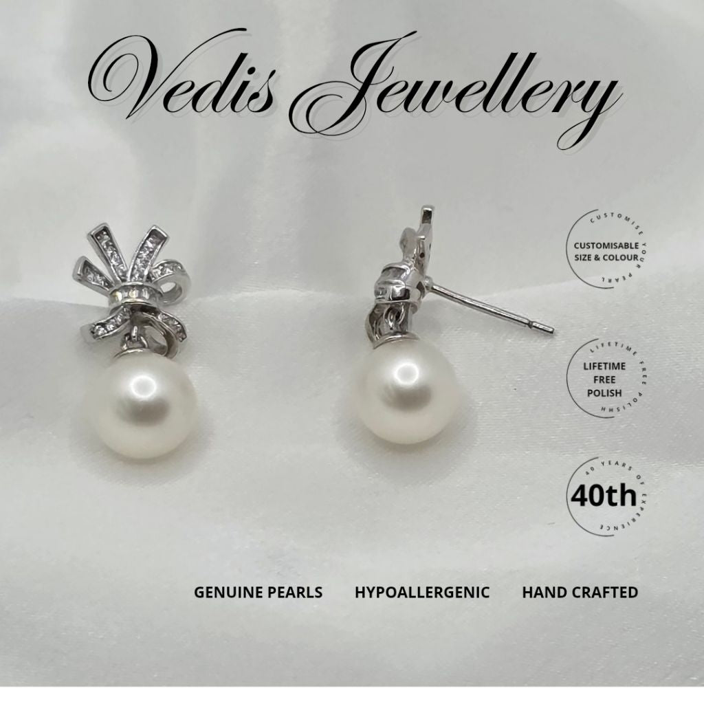 "Prosperity Bag" 6A 8mm-8.5mm Premium Freshwater Pearl Earrings