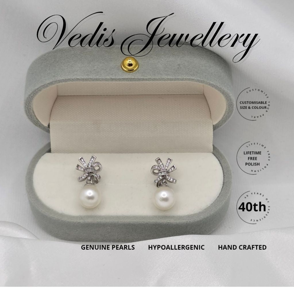 "Prosperity Bag" 6A 8mm-8.5mm Premium Freshwater Pearl Earrings