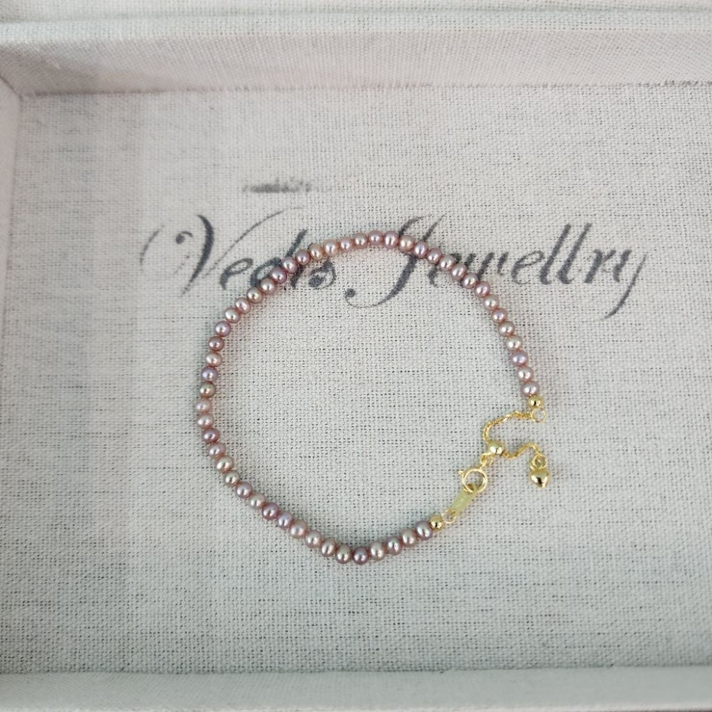 "Purplish Grain" Premium Freshwater Pearl 3mm-3.5mm Bracelet