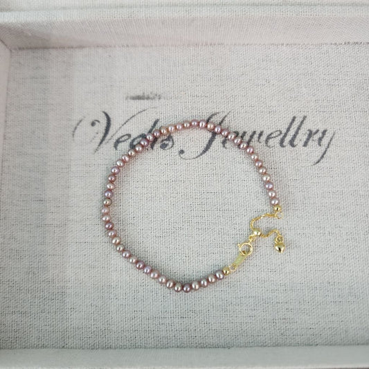 "Purplish Grain" Premium Freshwater Pearl 3mm-3.5mm Bracelet