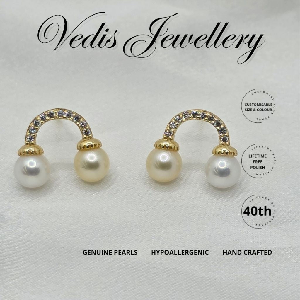 "Rainbow Pot" 5mm-5.5mm Premium Sea Pearl and 6A Premium Freshwater Pearl Earrings