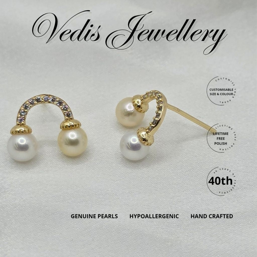 "Rainbow Pot" 5mm-5.5mm Premium Sea Pearl and 6A Premium Freshwater Pearl Earrings