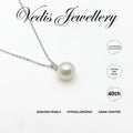 "Spherical" Natural Freshwater Pearl Necklace 10mm - 10.5mm with 18k White Gold Chain